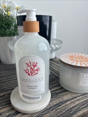 Sand + Fog Tropical Guava Hand Soap — White with Coral Accent